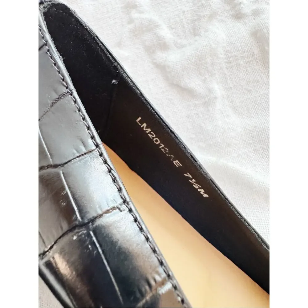 Aquatalia Judie Luxe Croc Embossed Flat Size 7.5 New
